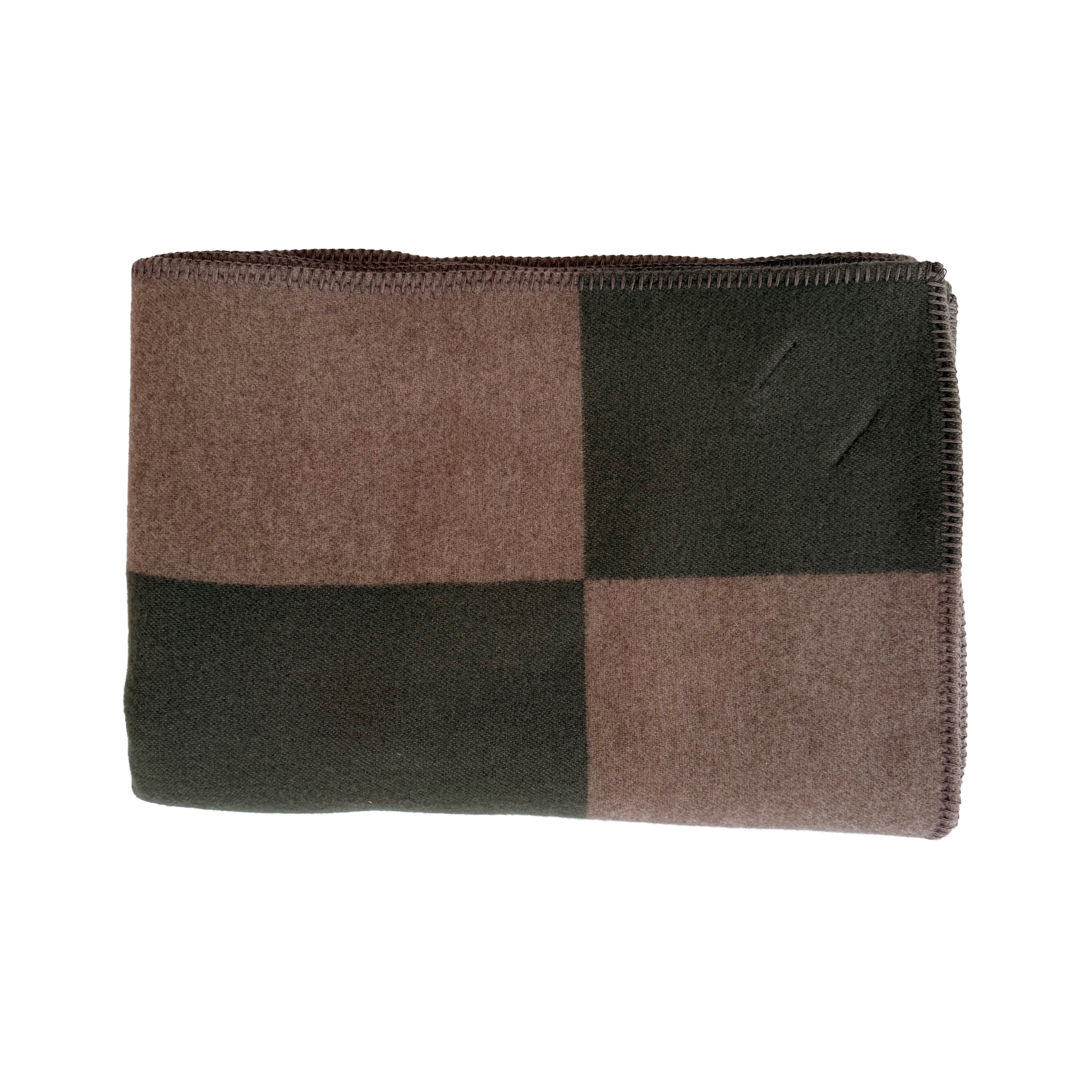 Rezzoli, Merino-Wolldecke Taupe / Waldgrün