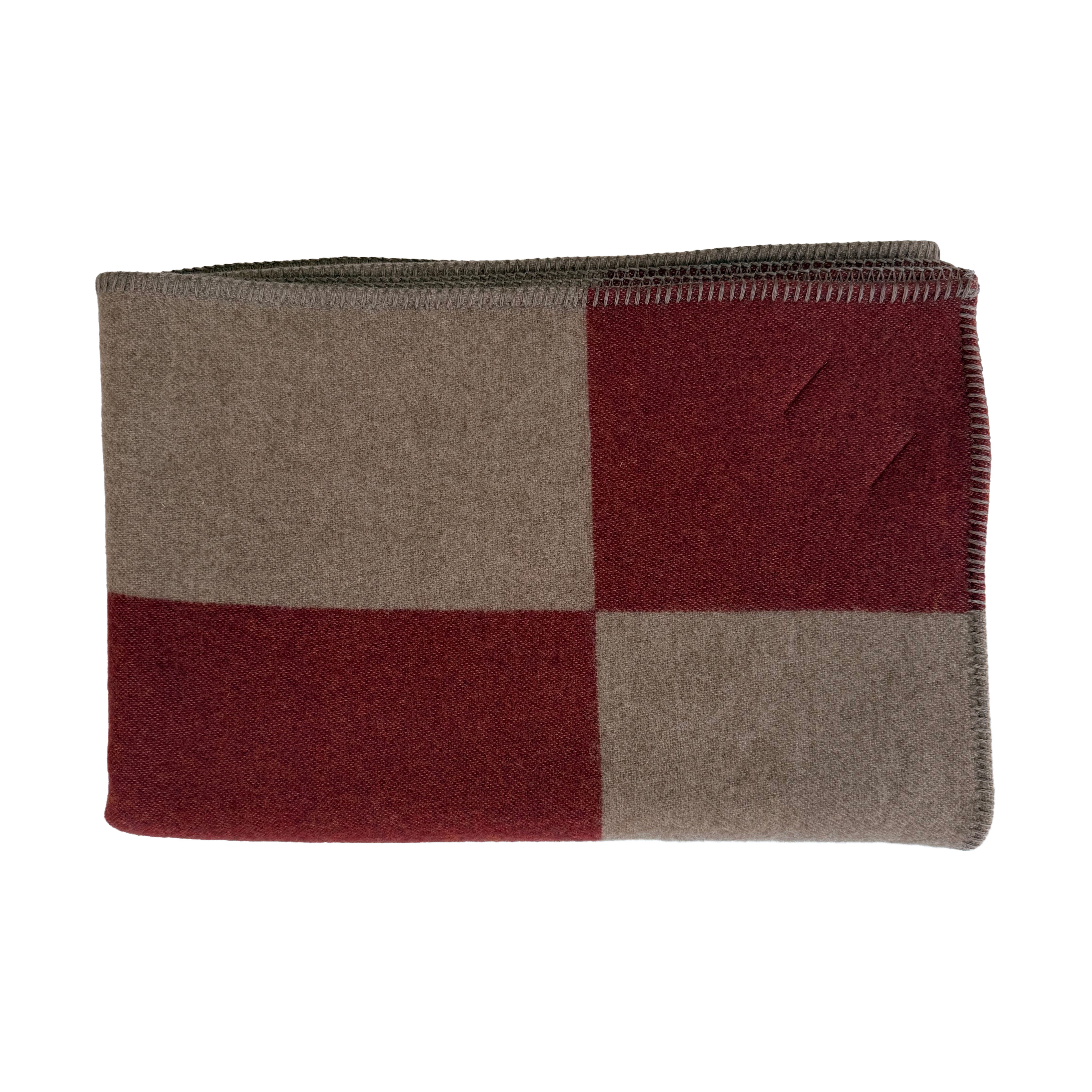 Rezzoli, Merino-Wolldecke Taupe / Bordeaux